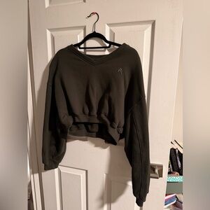 Oner Active Olive V-Neck Cropped Sweatshirt